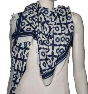 AHMADDY Seiden-Wollschal weiss blau